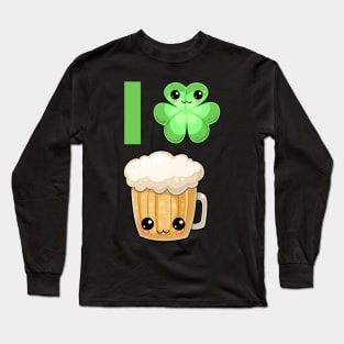 St Patricks Day I Clover Beer Kawaii Cute Long Sleeve T-Shirt